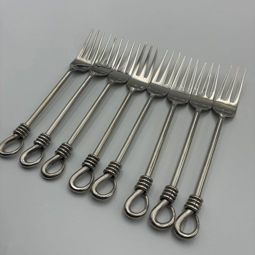 Gourmet Settings Twist and Shout Salad Forks 18/10 Stainless Steel Set of 8